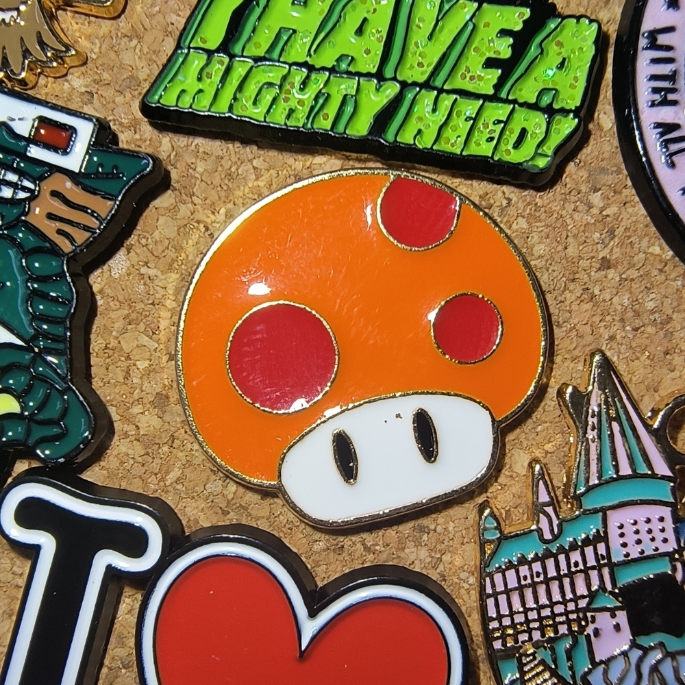 Nintendo Orange Mushroom Enamel Pin with Red Spots Mario Kart